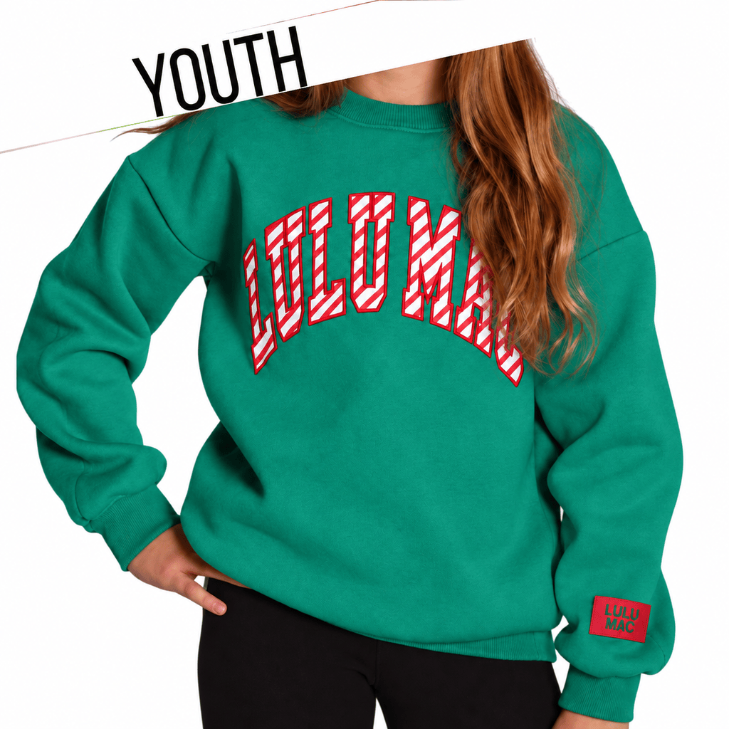 KD-SW-1026 Youth Candy Cane - Green Sweatshirt