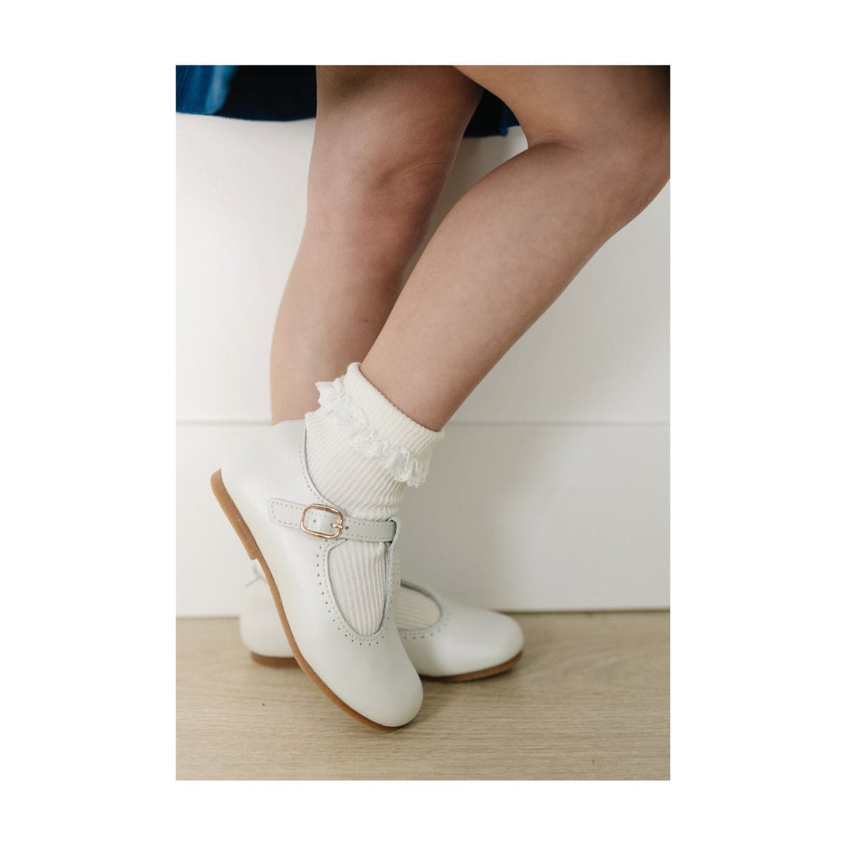 L'Amour Shoes L'Amour Eleanor T-Strap Flat in Pearl - Little Miss Muffin Children & Home