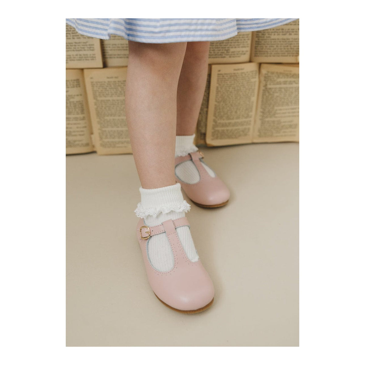 L'Amour Shoes L'Amour Eleanor T-Strap Flat in Pink - Little Miss Muffin Children & Home