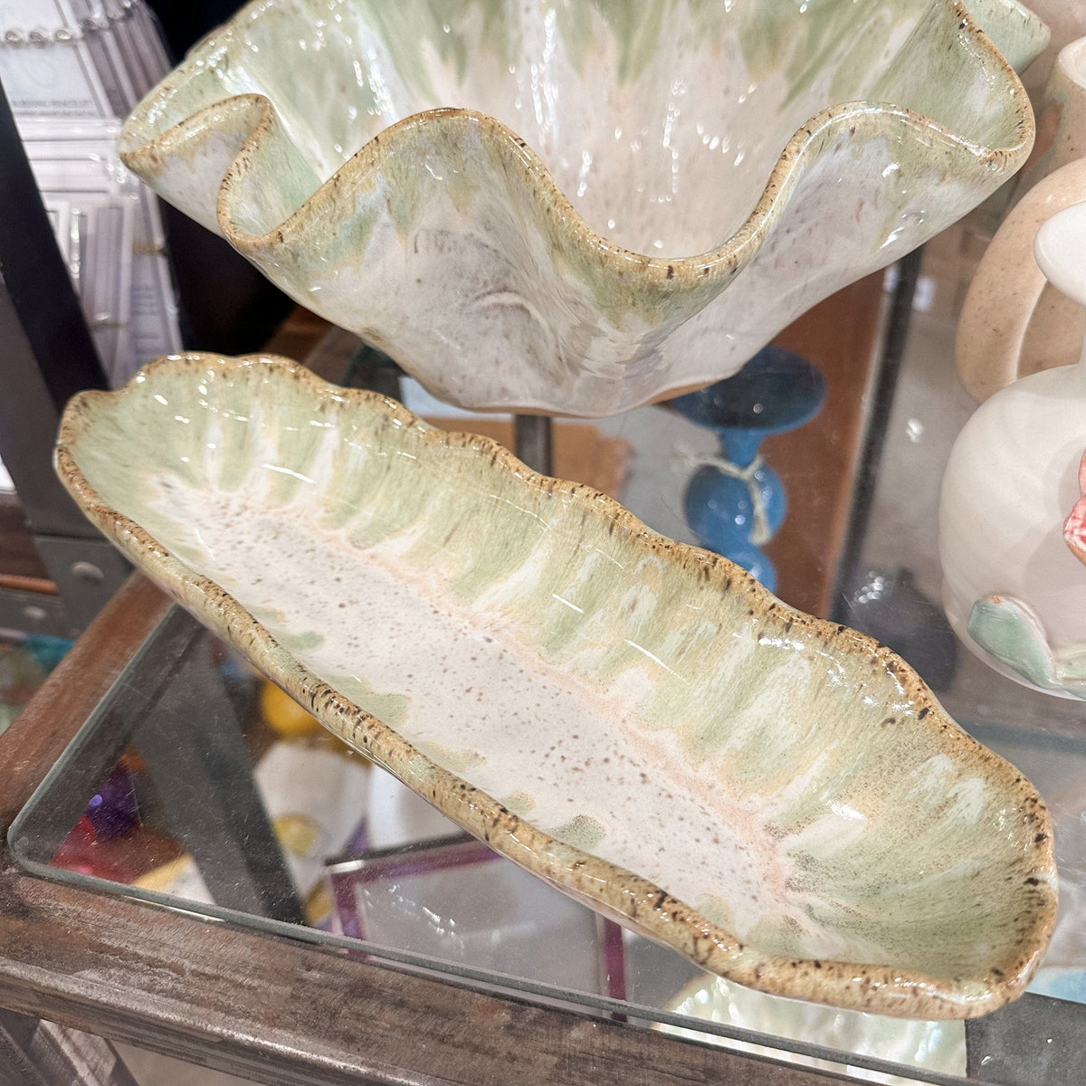 Matcha Latte Flirty Edge Olive Dish