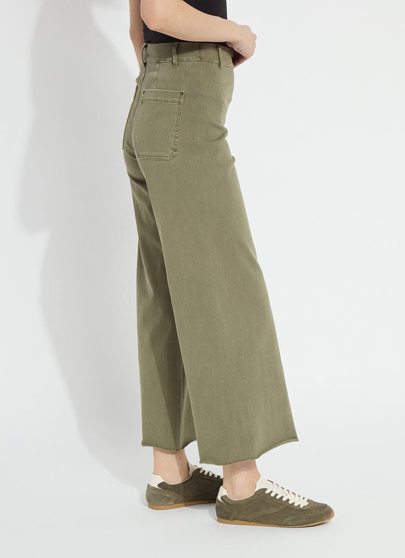 Erin High Waist Wide Leg Denim in Antique Wash Smoked Green