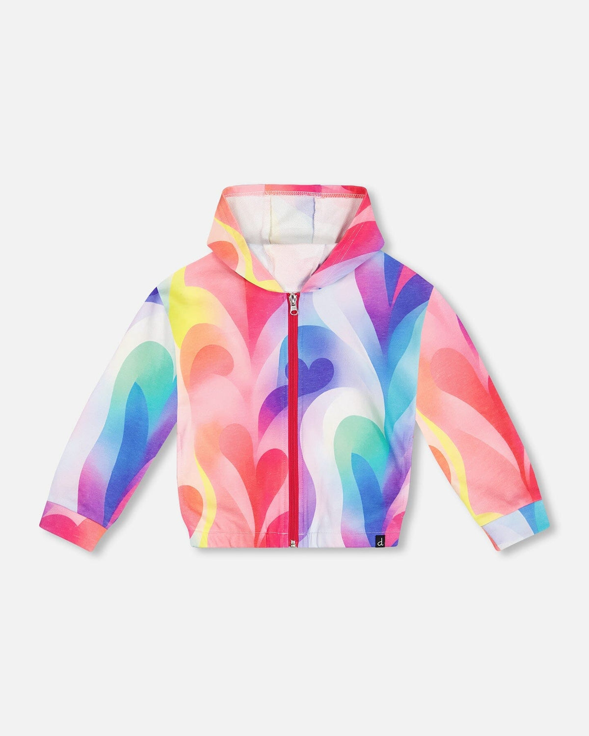 DEUX PAR DEUX Deux Par Deux French Terry Rainbow Heart Hooded Cardigan - Little Miss Muffin Children & Home