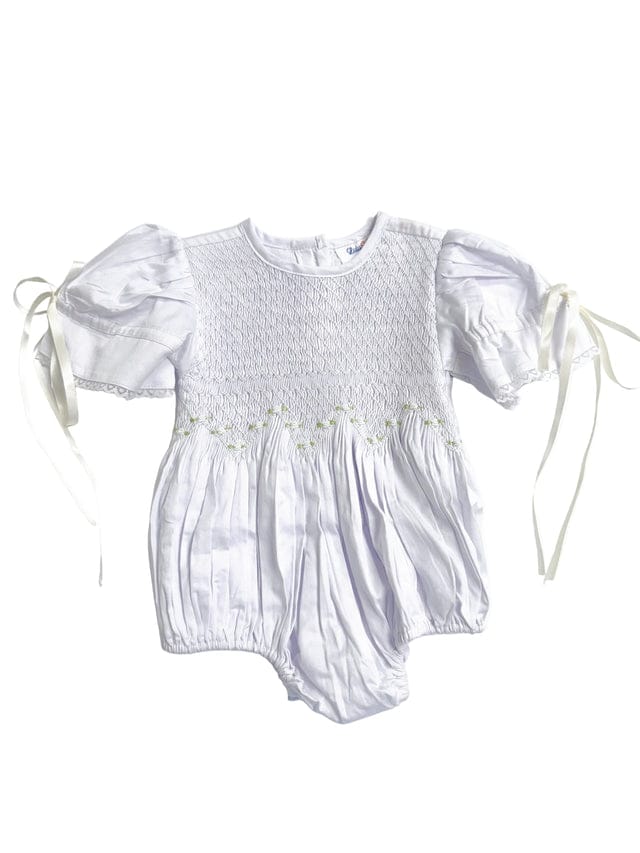 Nikki Smocked Bodice Bubble with White