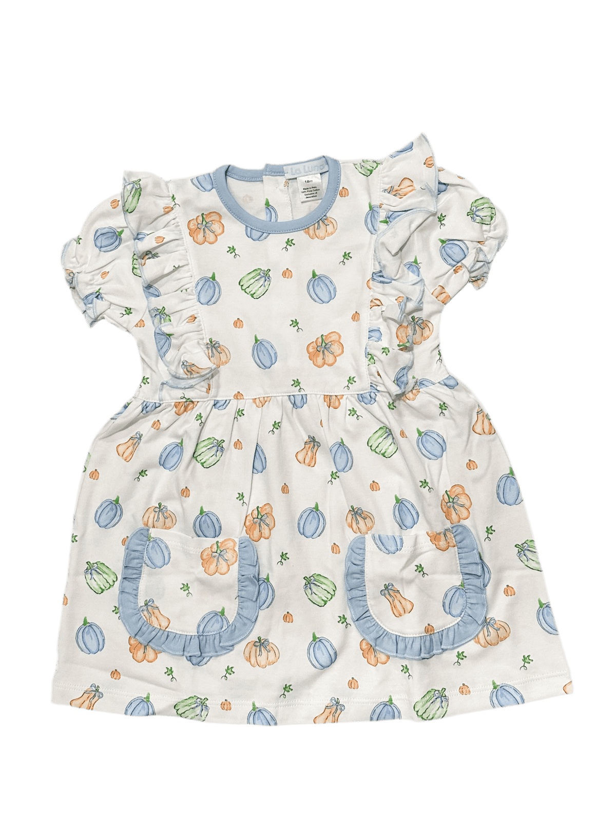 Talia pumpkin print Pima dress for girls