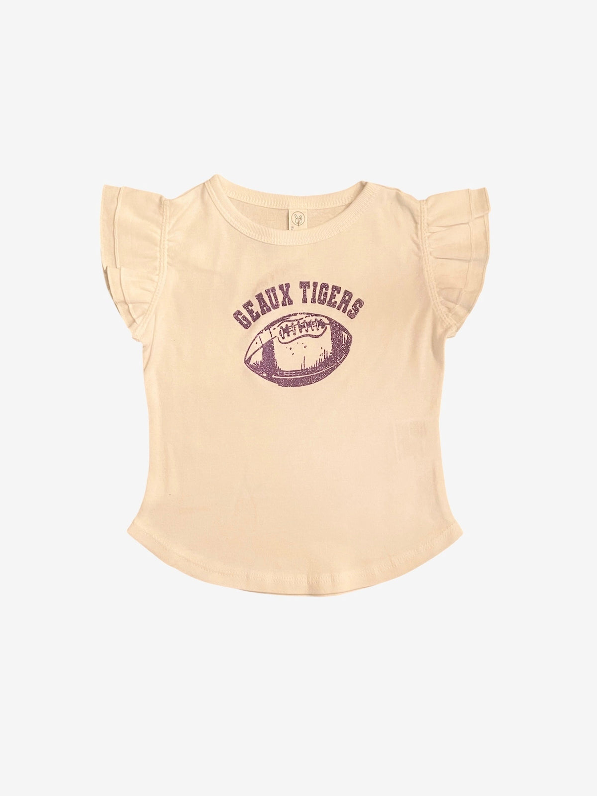 Whereable Art Geaux Tigers Flutter Sleeve Tee in White - Little Miss Muffin Children & Home