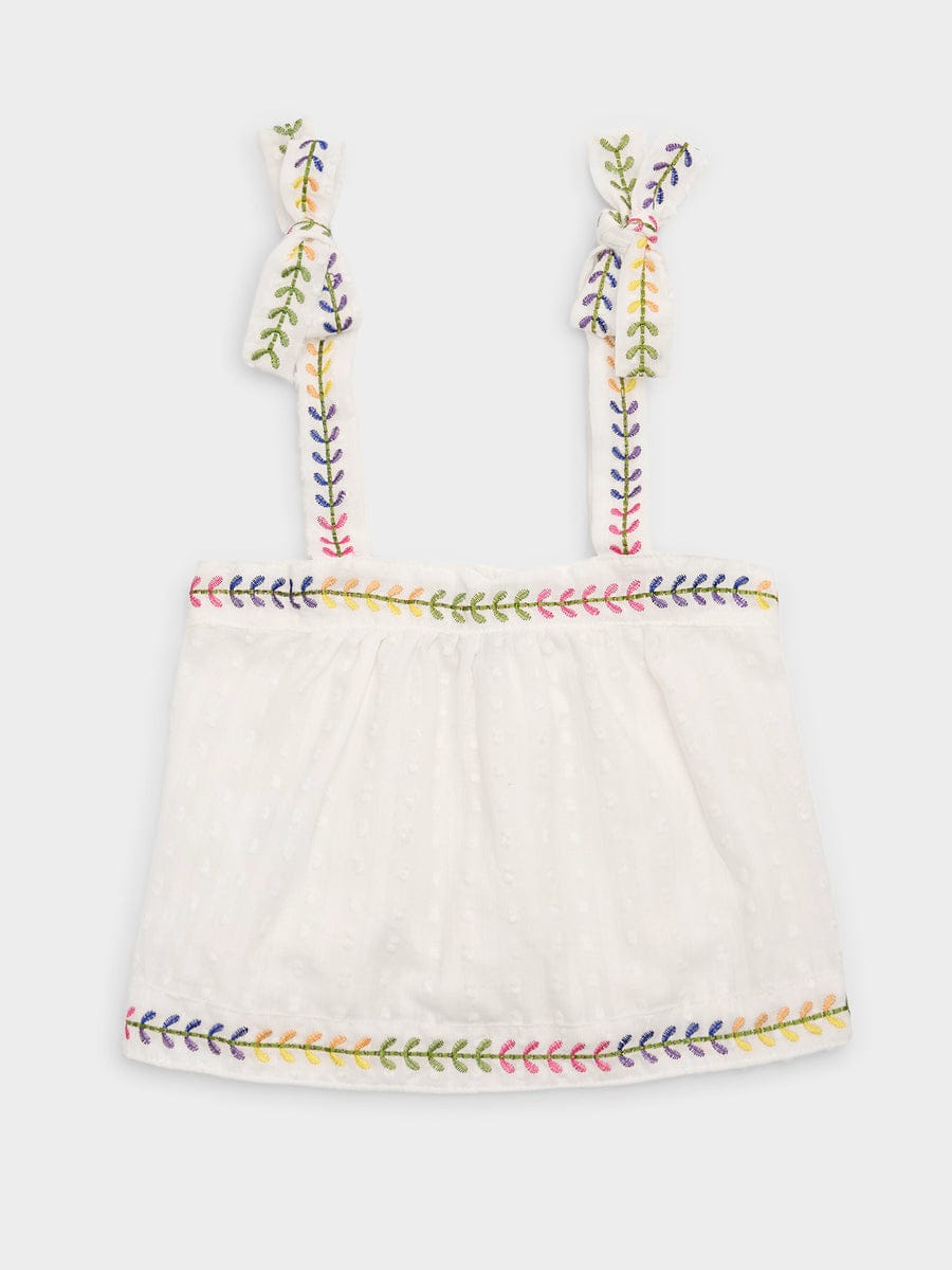 White Swiss Dot Del Mar Top