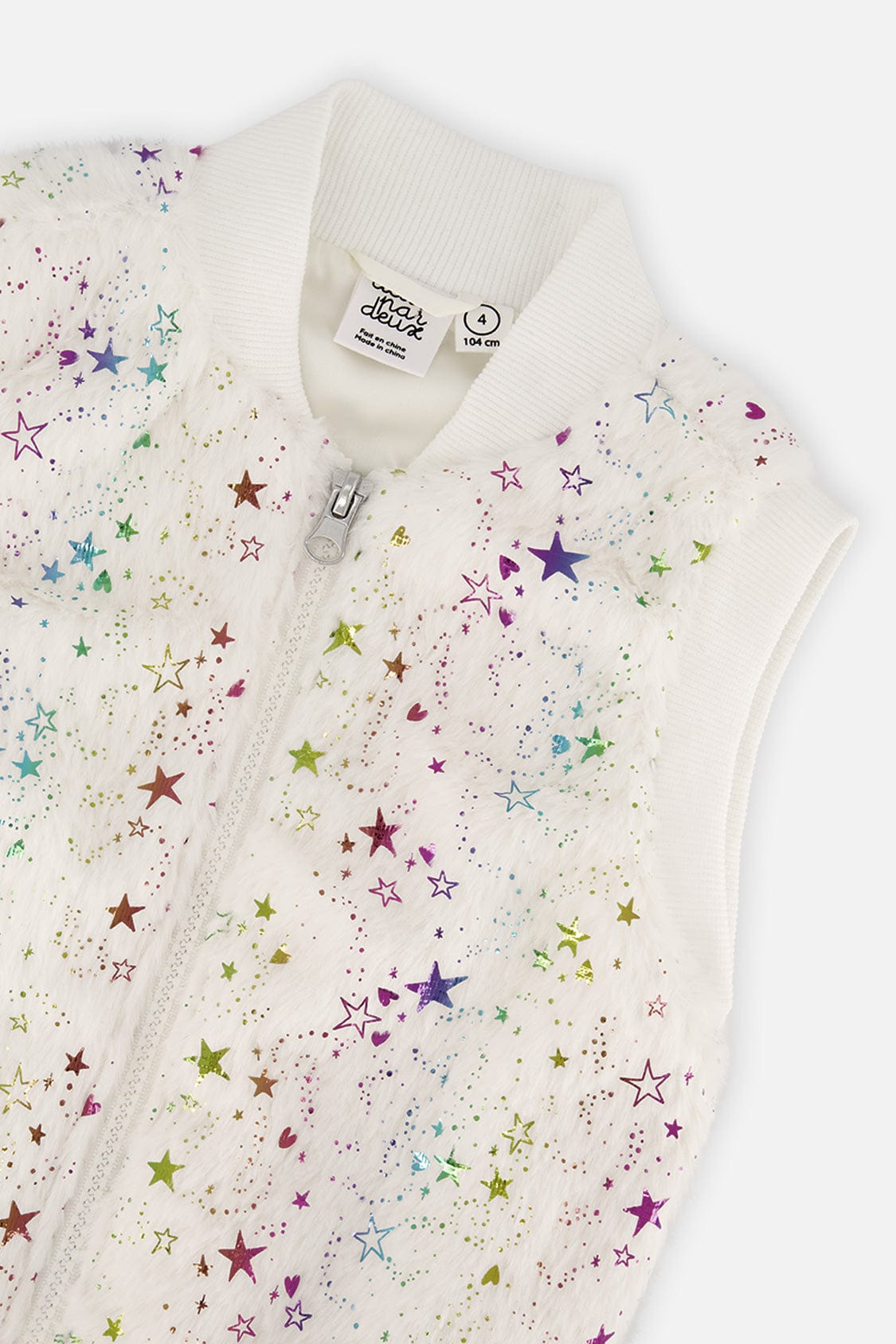 Stars Fake Fur Sleeveless Vest