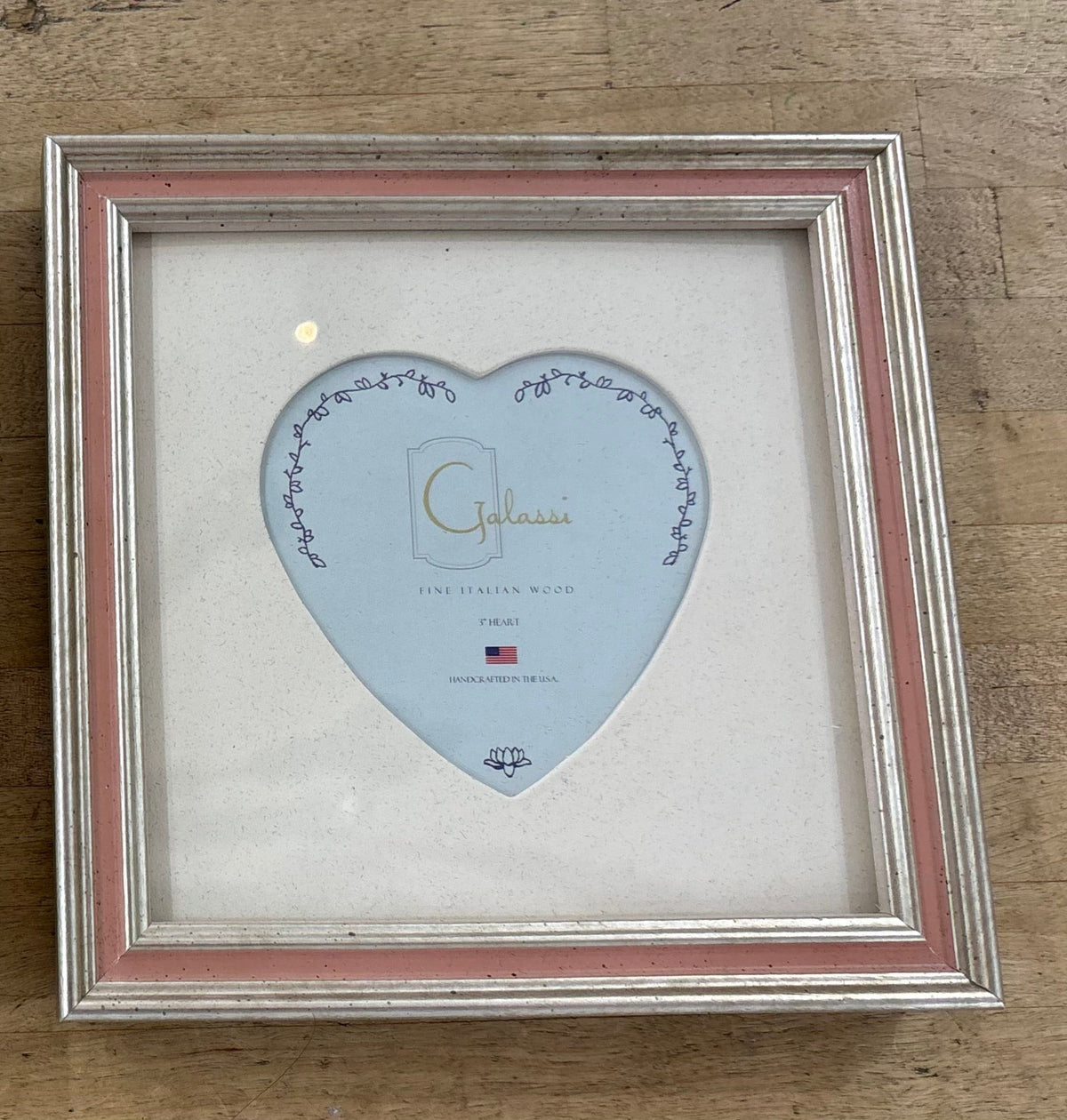 Silver with Pink Channel Frame 3x3 Heart Mat