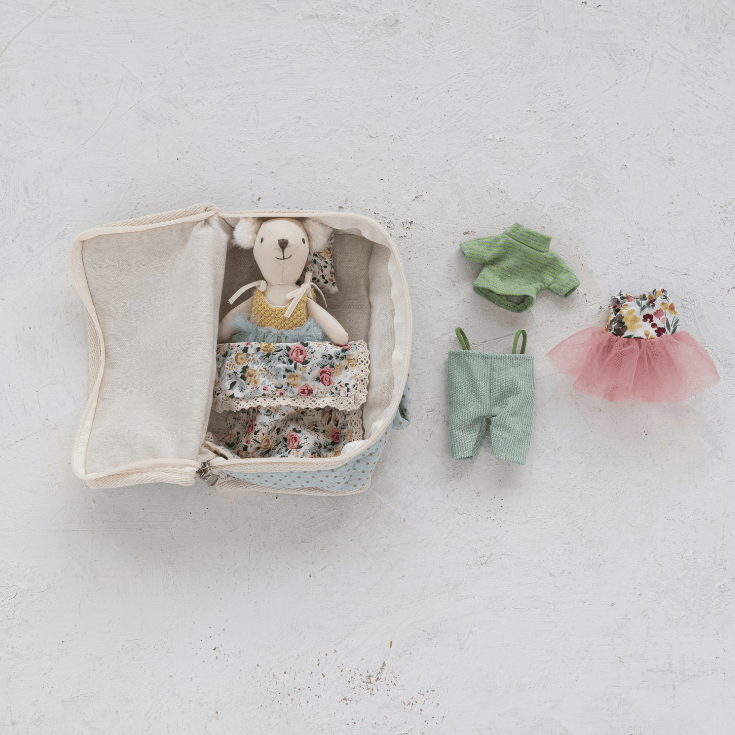 Fabric Suitcase Bed with Plush Bear & Outfits