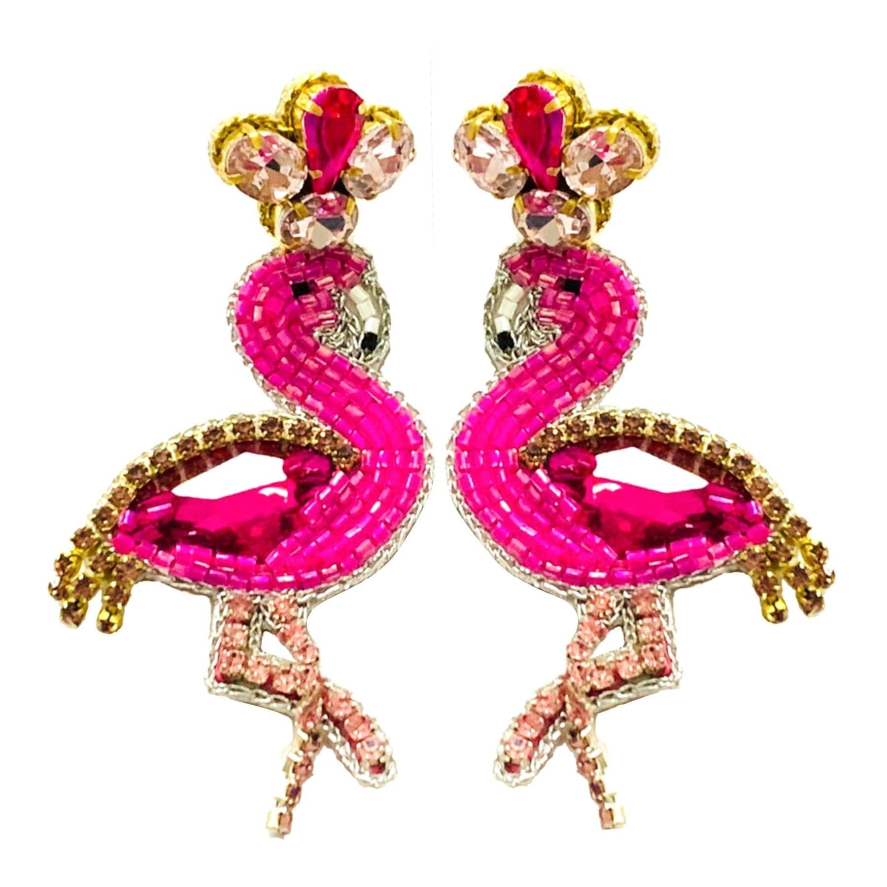 Golden Lily Fancy Flamingo Earrings – Little Miss Muffin Children