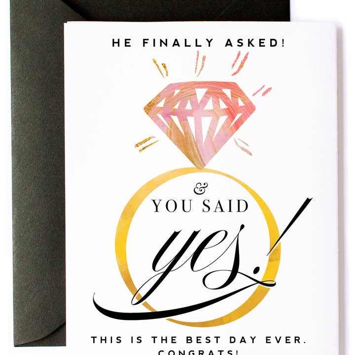 Finally Asked, Wedding Engagement Greeting Card for Bride