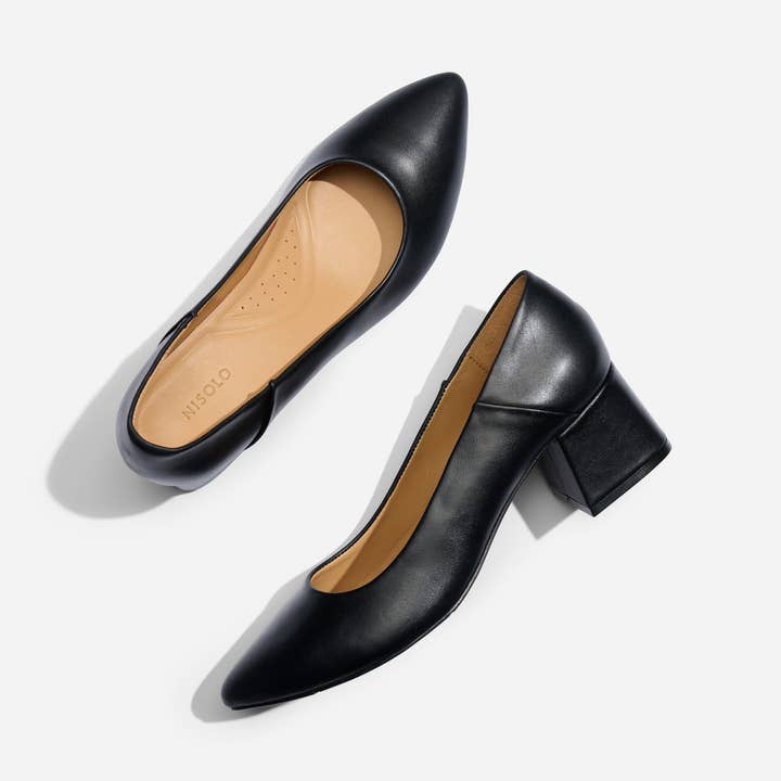 black mid heel for women