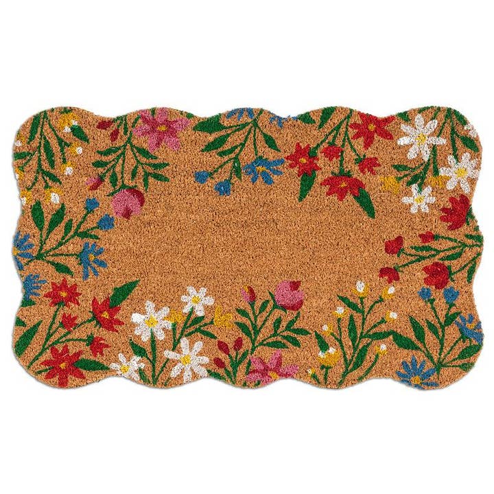 Floral Scalloped Border Doormat