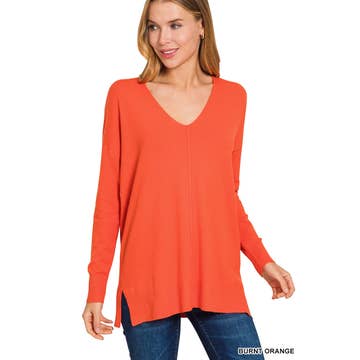 v neck sweater with side slit