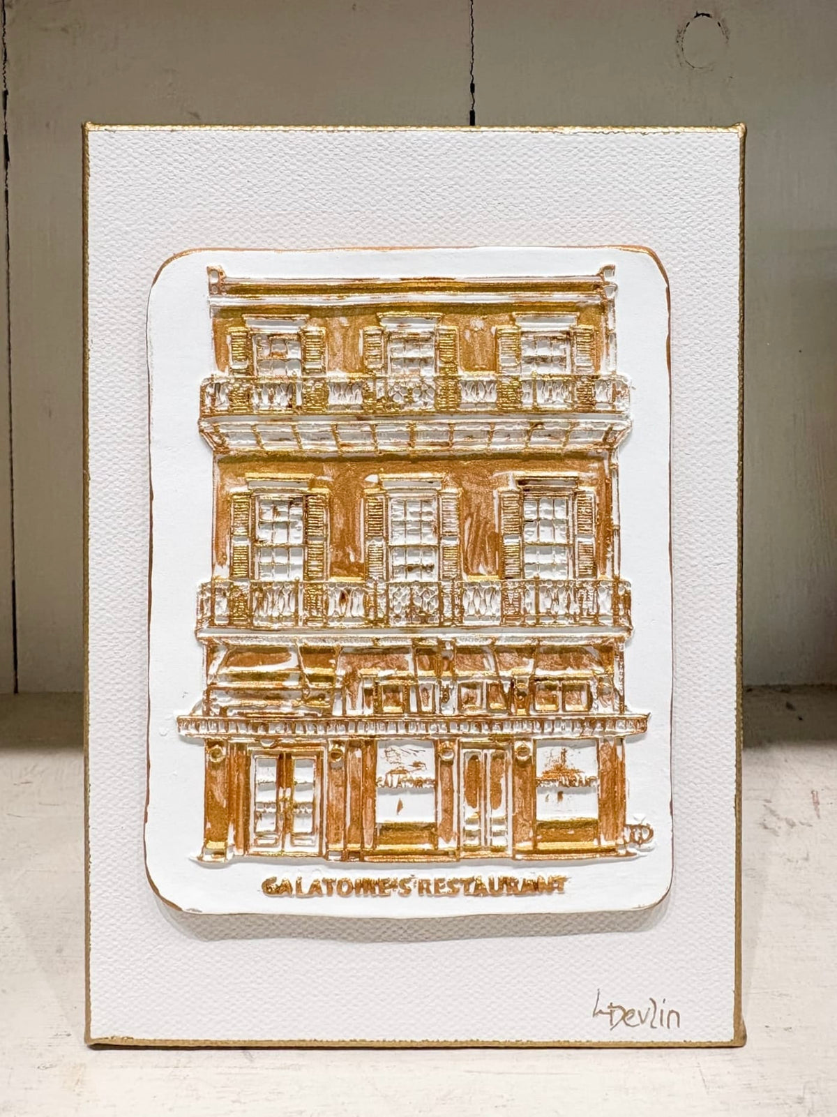 Galatoire’s Clay Artwork on Canvas | New Orleans Wall Art by Lisa Devlin