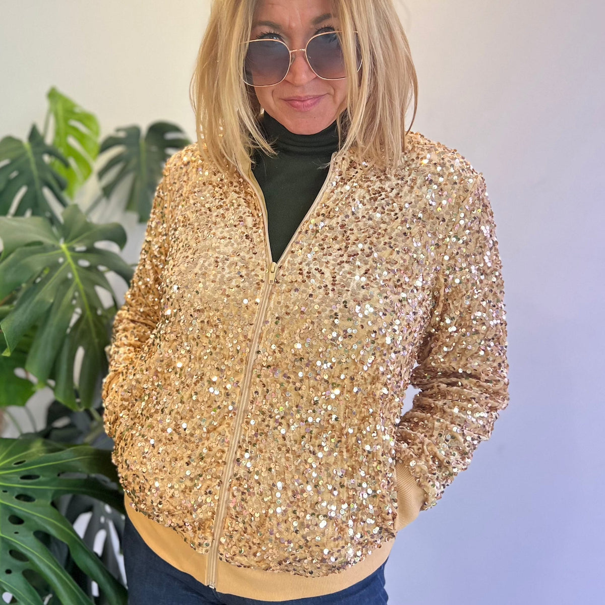 Lulu Bebe Lulu Bebe Women's Gold Sequin Jacket - Little Miss Muffin Children & Home