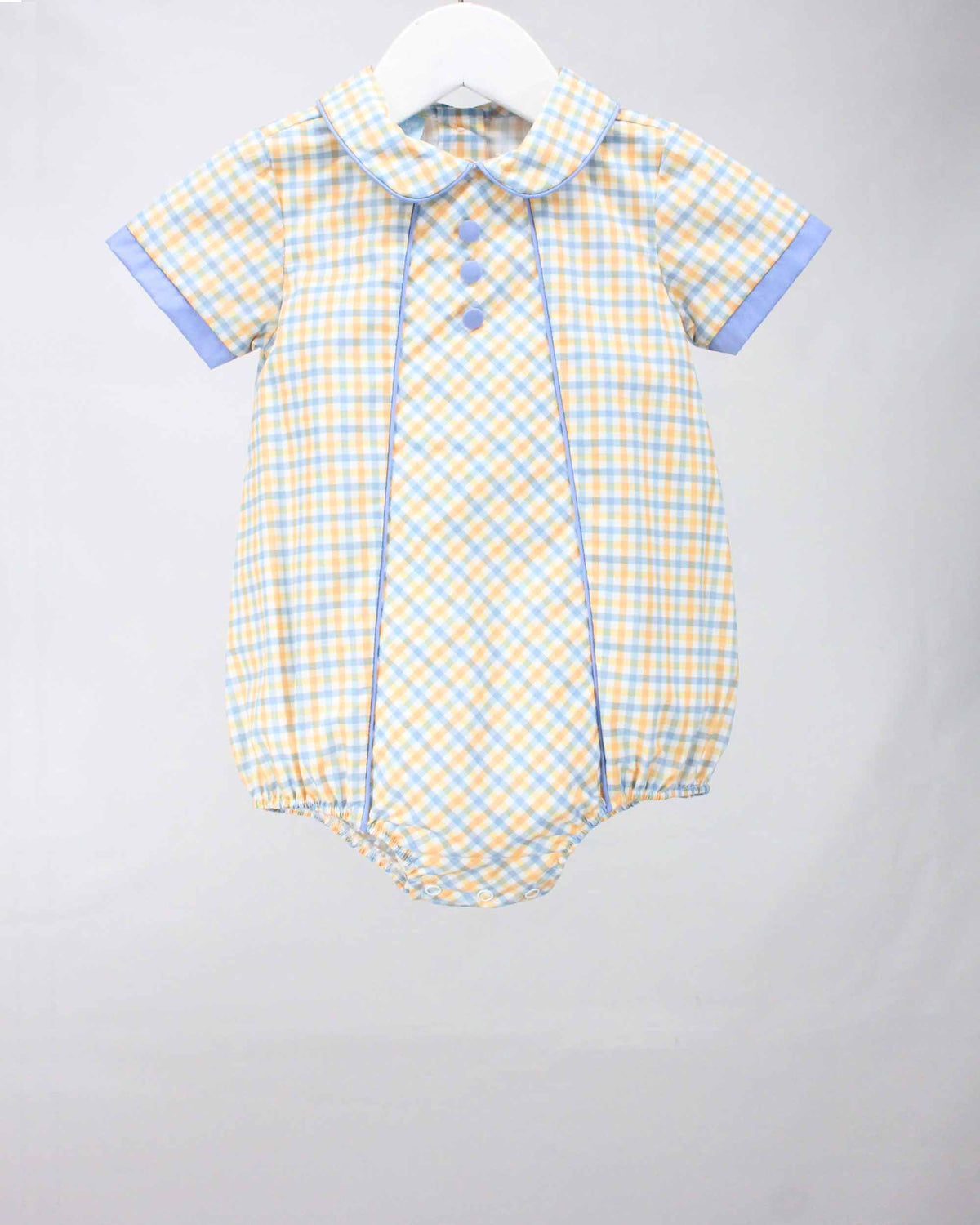 blue and yellow plaid boys bubble