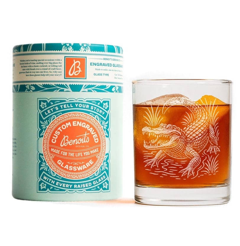 Alligator Drinking Glass, 12oz Old Fashioned