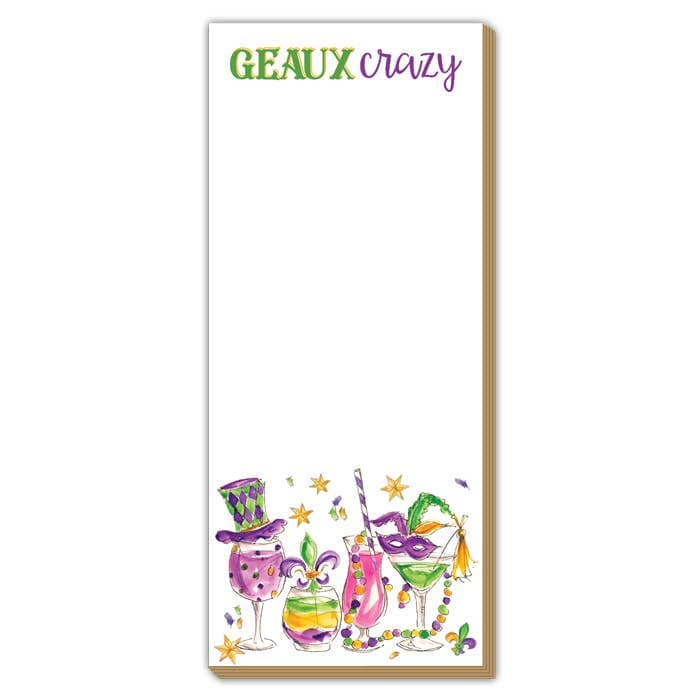 geaux crazy mardi gras note pad