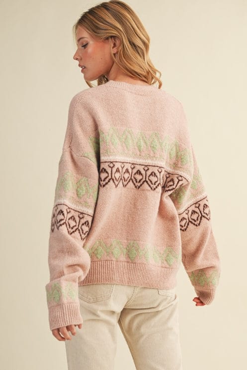 oversized geometric pink sweater