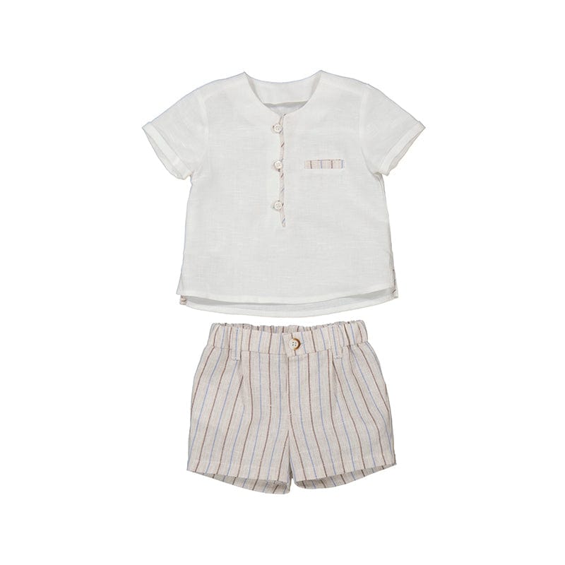 Mayoral Usa Inc Mayoral Linen Short Set for Baby in Linen Stripe - Little Miss Muffin Children & Home