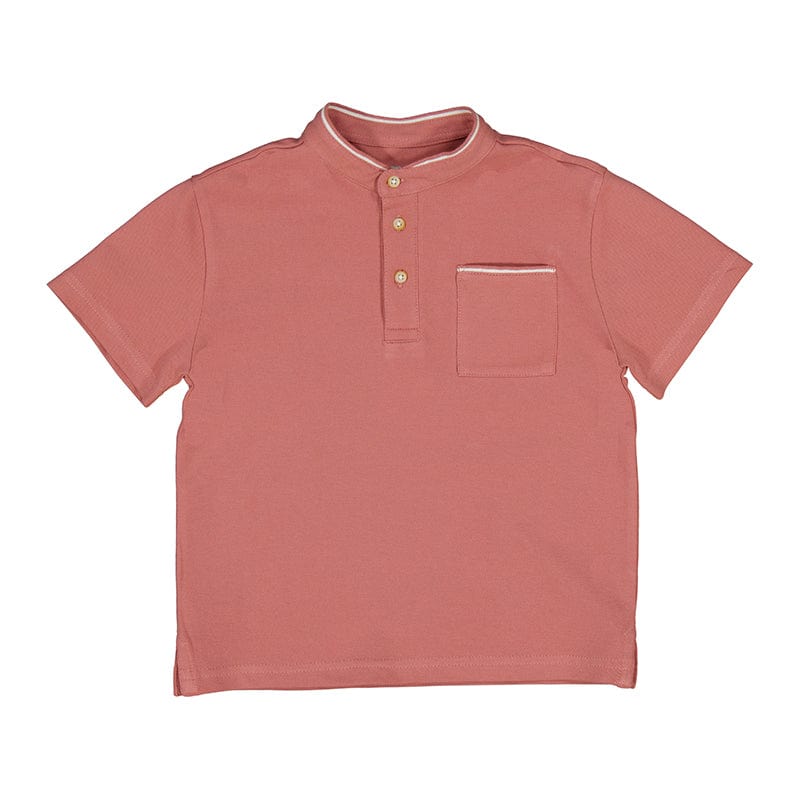Mayoral Usa Inc Mayoral Short Sleeve Mandarin Collar Short Sleeve Shirt in Guava - Little Miss Muffin Children & Home