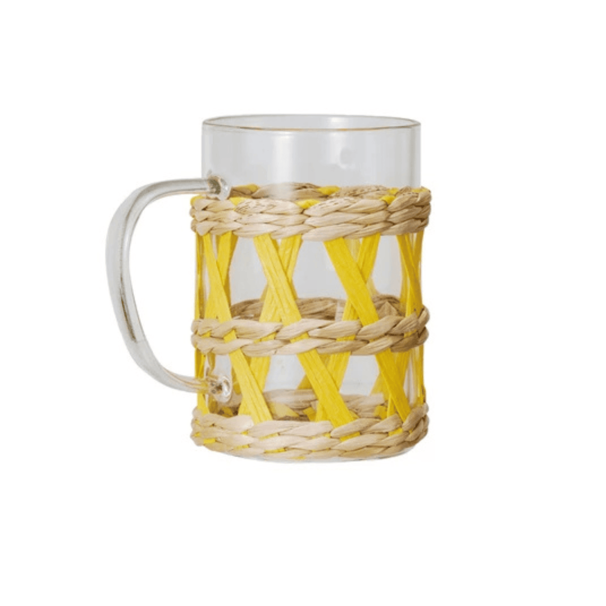 Glass Mug 10oz with Woven Sleeve, 4 Available Colors