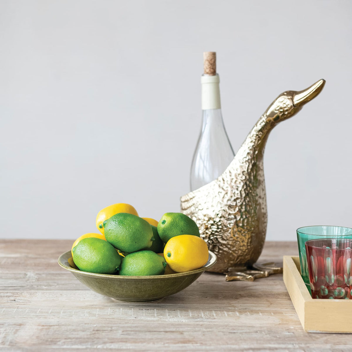 Gold Finish Cast Aluminum Duck Shaped Bottle Holder