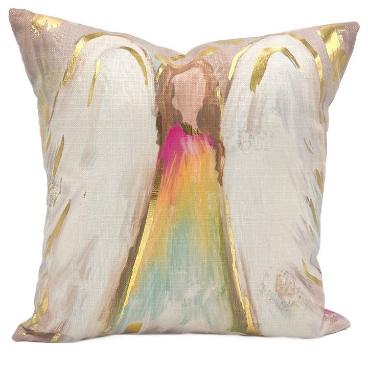 Gold Foil Angel of Gladness Velvet Pillow
