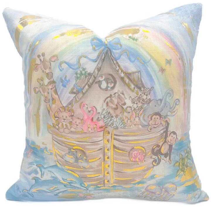 Gold Foil Noah's Ark Pillow