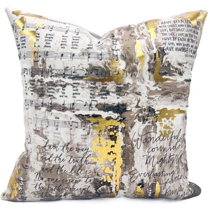 Golden Scripture Cross Velvet Pillow