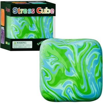 Green Marbled Cube Slow Rising Stress Relief Squeeze Toy Box