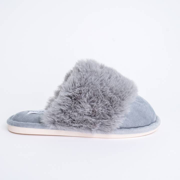 Grey Furry Slippers