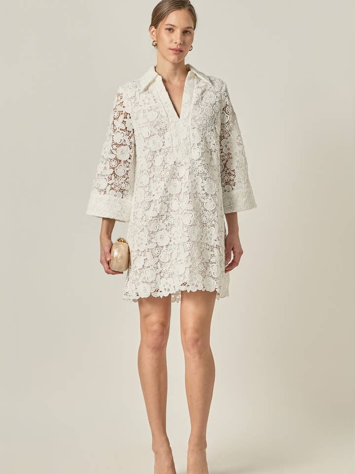 white guipure lace dress English Factory Shorts are included under Size:6m long sleeve Ronny Kobo Anya Gown fairytale wedding gown