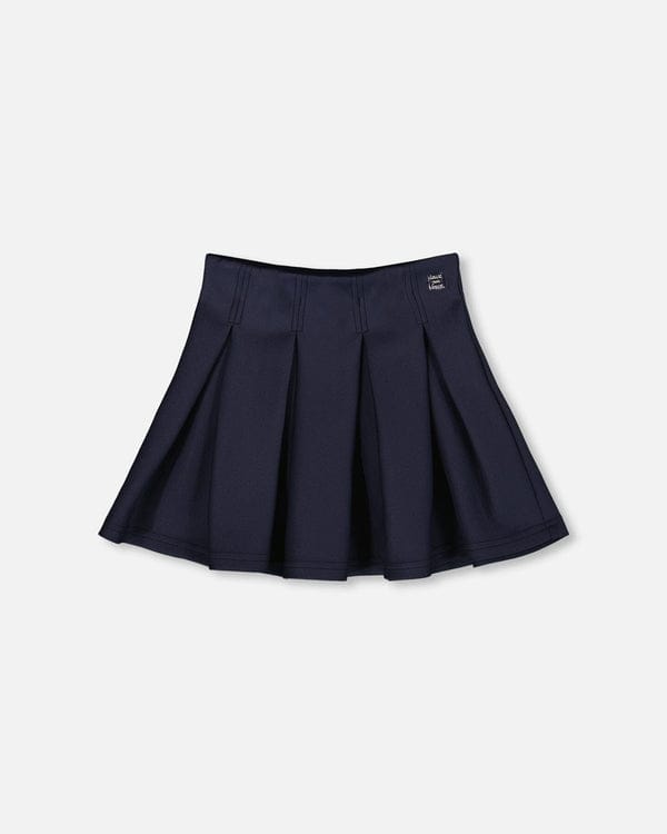 Deux Par Deux Pleated Milano Skirt in Mood Indigo - Little Miss Muffin Children & Home