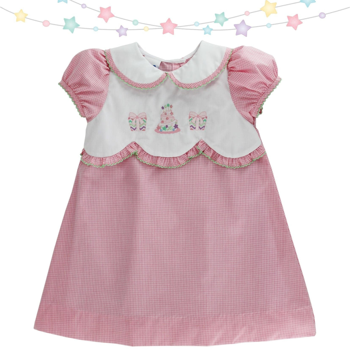 Bailey Boys Party Time Embroidered Aline Dress in Pink Gingham - Little Miss Muffin Children & Home