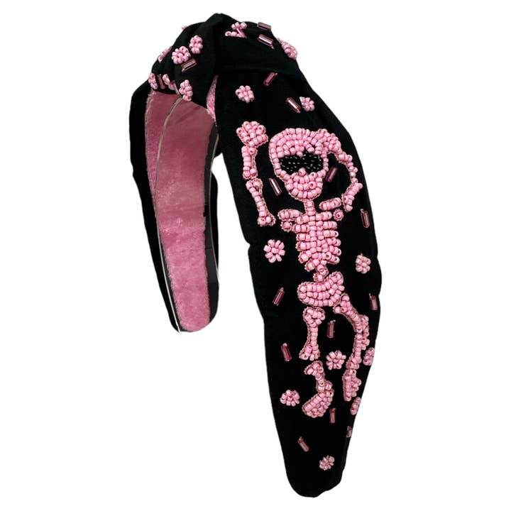 Halloween Pink Skeleton Knot Headband