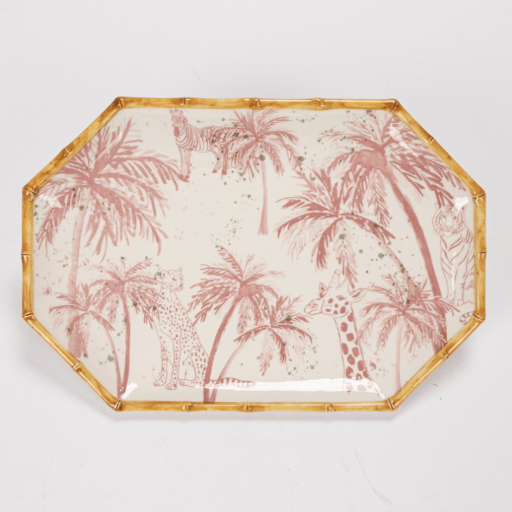 Hand-Painted Stoneware Octagon Shaped Platter