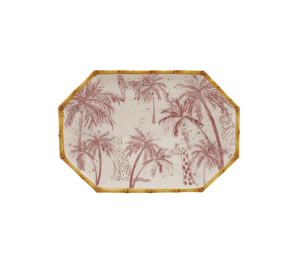Hand-Painted Stoneware Octagon Shaped Platter