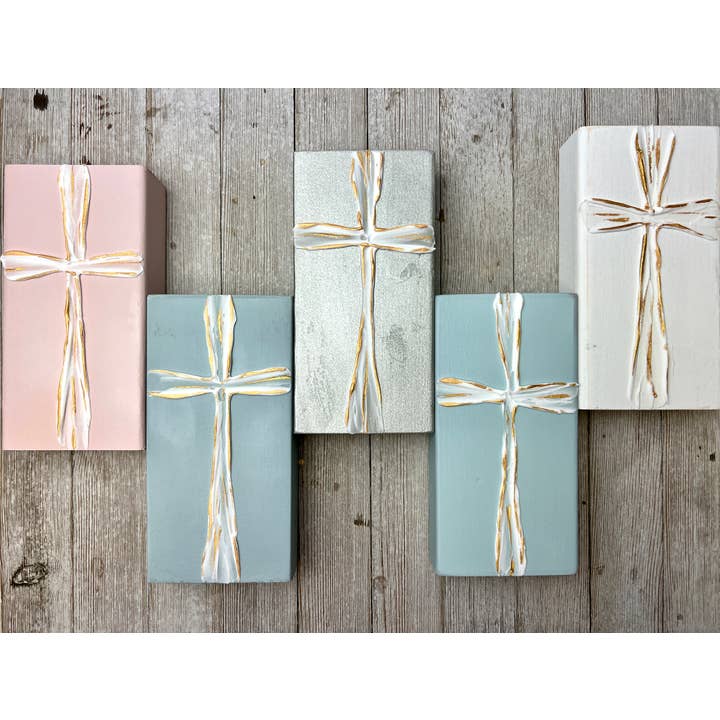 Hand Painted Cross on Wood Block,