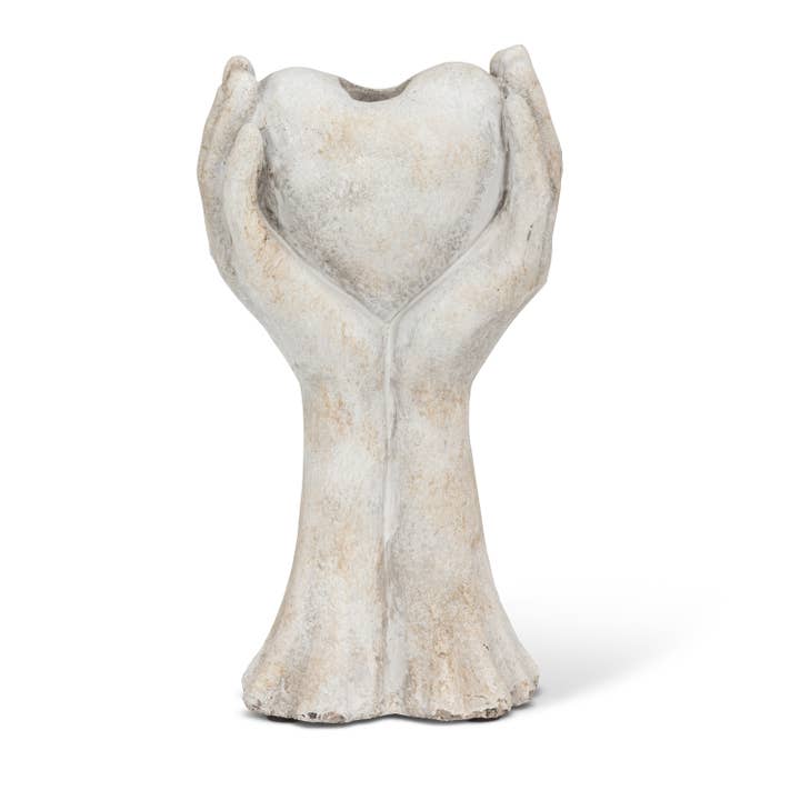 Hands Holding Heart Taper Candle Holder