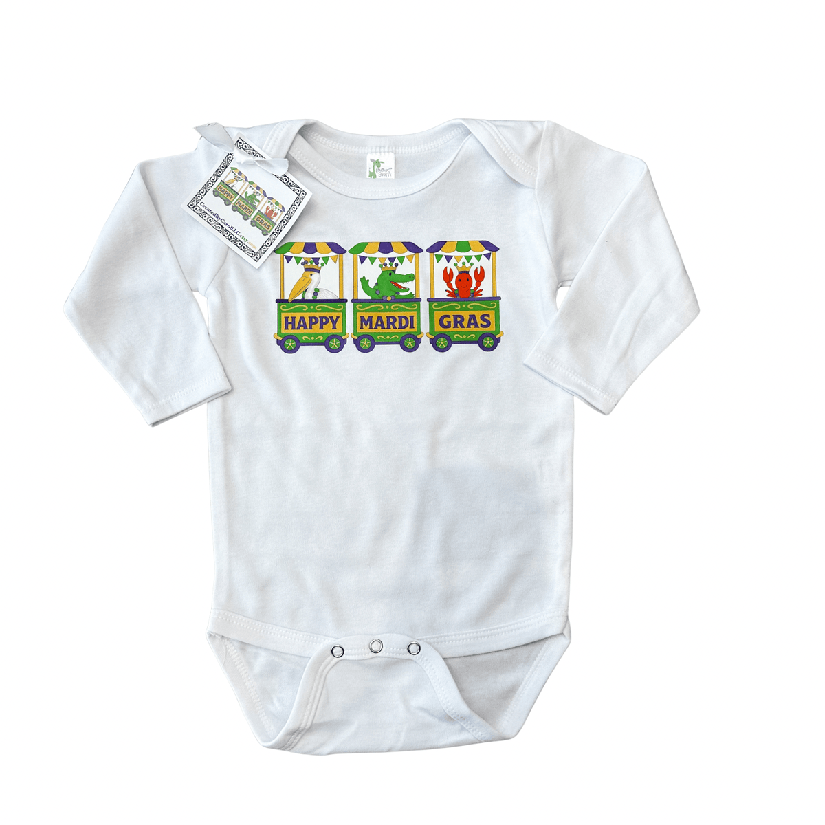 Happy Mardi Gras Floats Long Sleeve Onesie