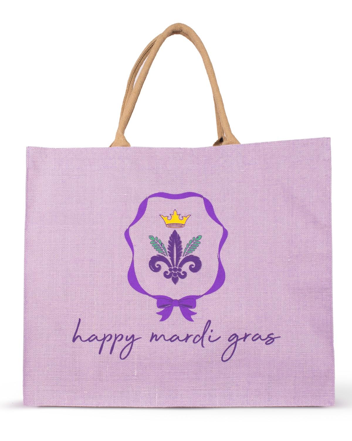 Happy Mardi Light Purple Bow Carryall Tote