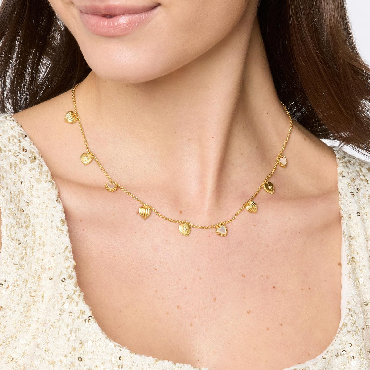 Heart Delicate Charm Mother of Pearl Necklace