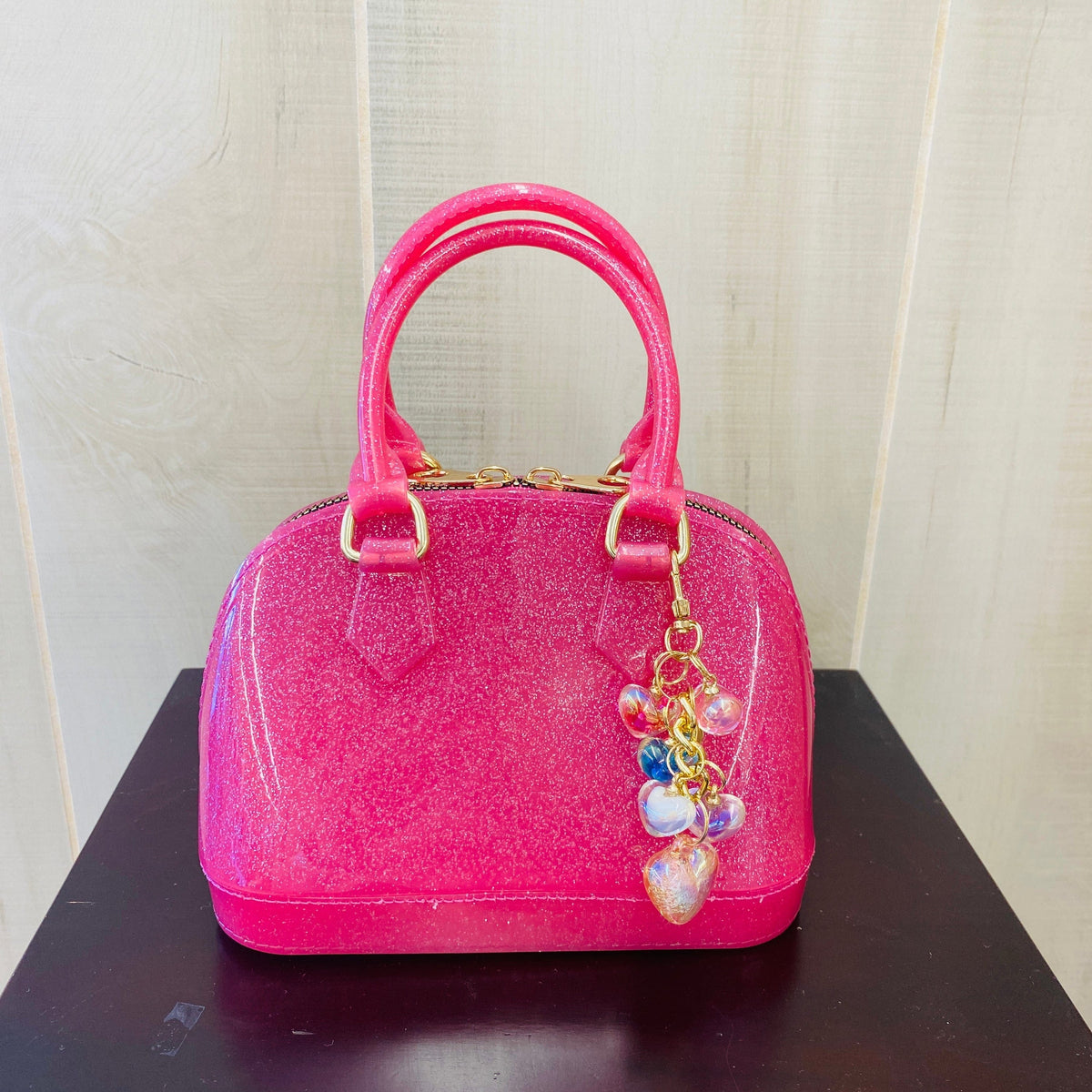 Hot Pink Sparkle Cate Handbag with Bursting with Love Charm
