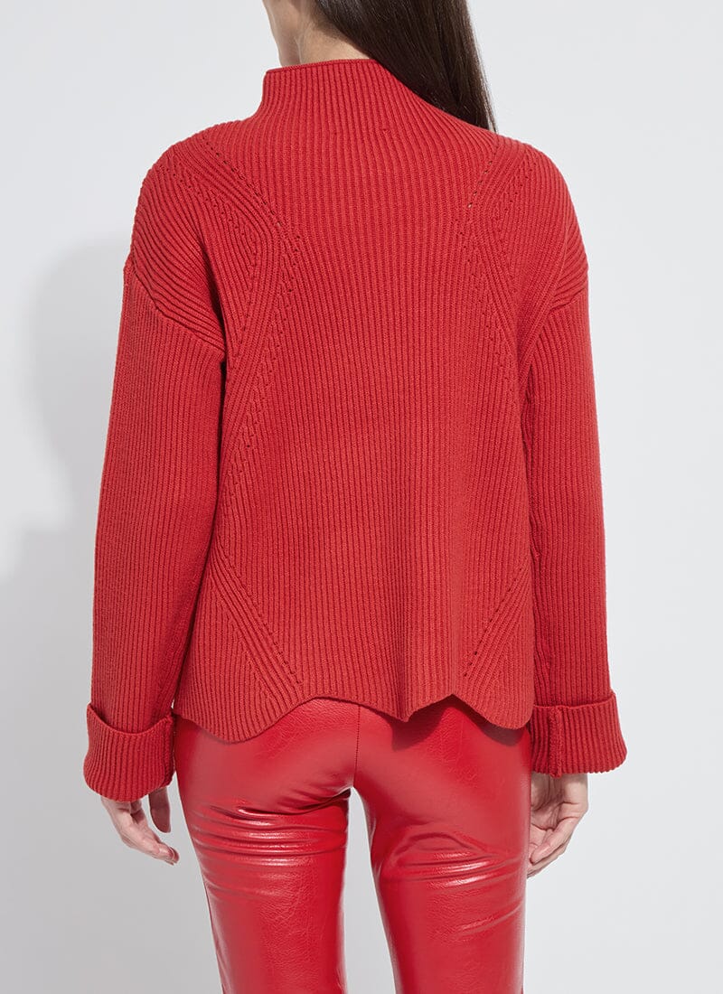red scallop edge sweater