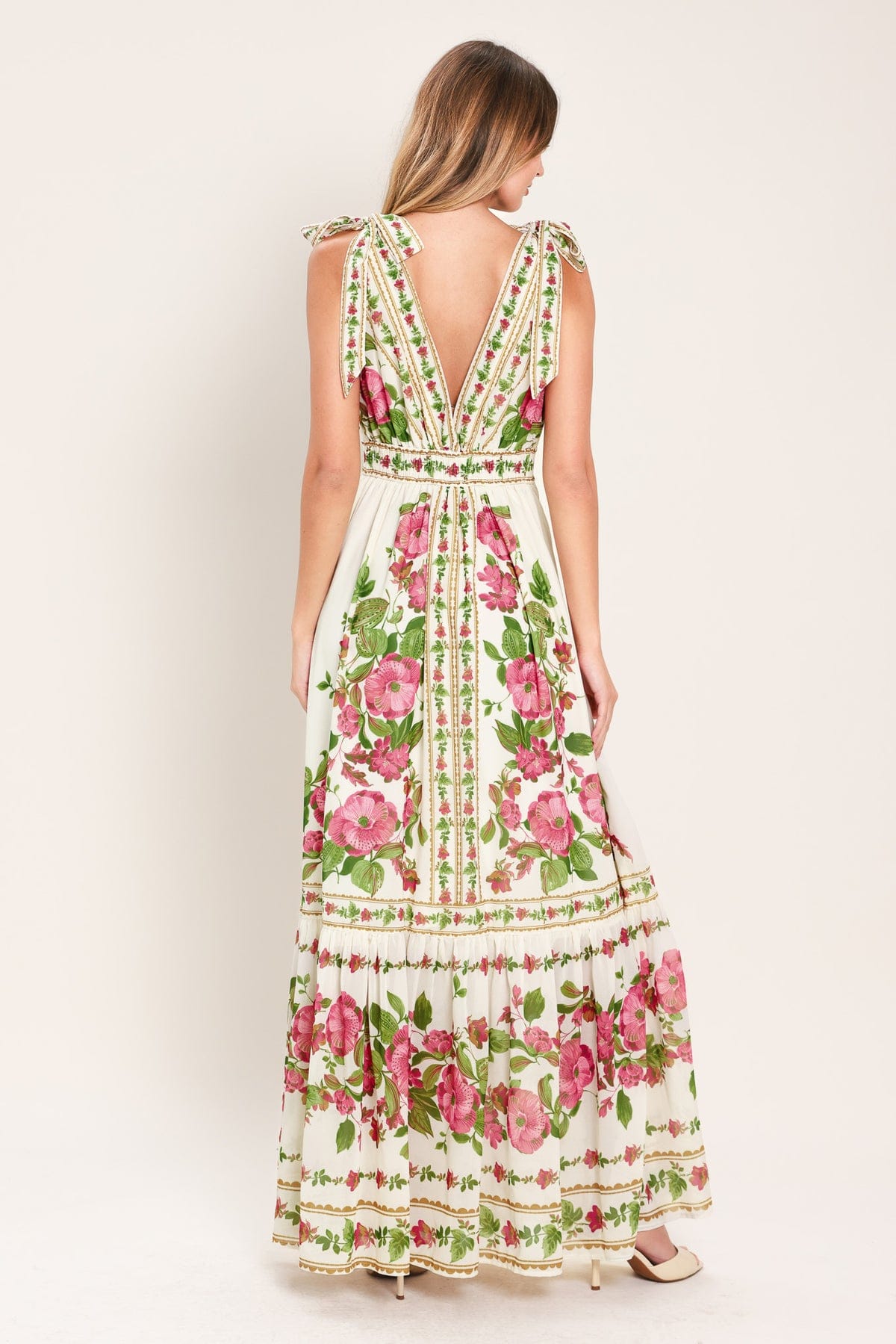 Ivory Rose Vine Romance Printed Woven Maxi Dress
