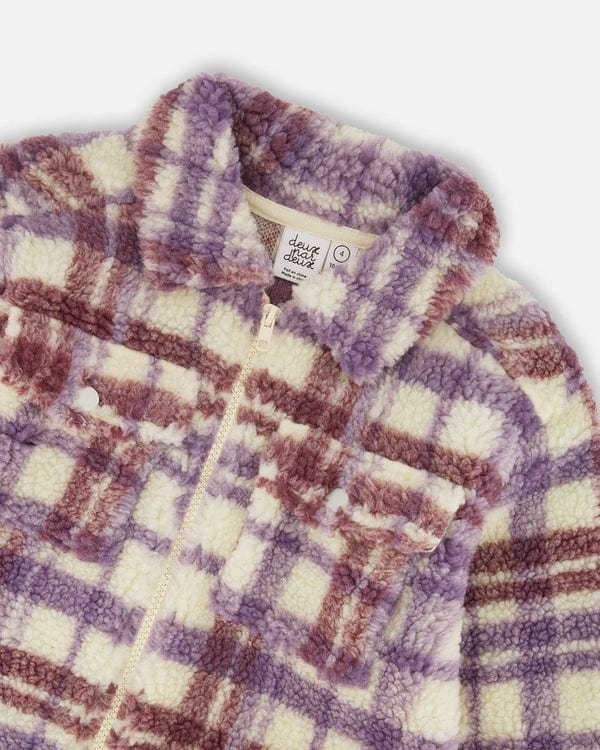 Deux Par Deux Deux Par Deux Overshirt in Plaid Lilac & Off White - Little Miss Muffin Children & Home