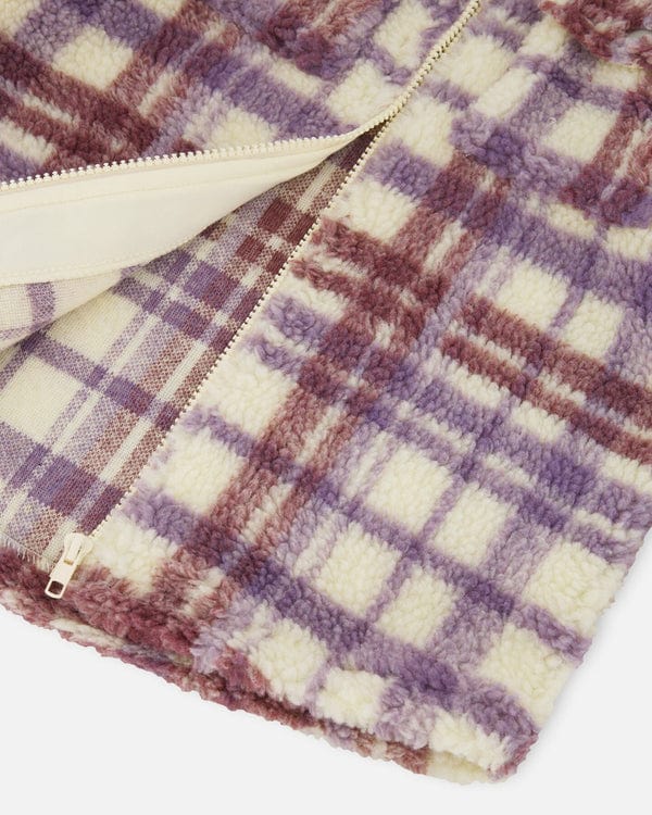 Deux Par Deux Deux Par Deux Overshirt in Plaid Lilac & Off White - Little Miss Muffin Children & Home