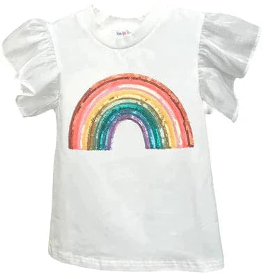 Lulu Bebe Lulu Bebe Lulu Sequin Rainbow Flutter Sleeve Top - Little Miss Muffin Children & Home